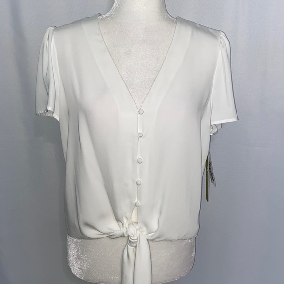 Gianni Bini Valerie V-Neck Tie Hem Blouse - Picture 6 of 10